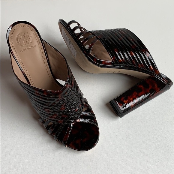 Tory Burch Shoes - NEW Tory Burch Brida 100mm Mule Tortoise Patent